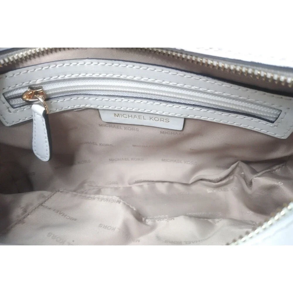 Michael Kors Ginny Crossbody Bag Gold Studs Off-White Leather AS IS Retail $248